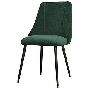GEIRONV 1 stuks gezellige meubels Moderne eetkamerstoel, Meubel Keuken Flanel en Metal Ergonomische Bureaustoel 50 × 56 × 85cm Eetstoelen (Color : Green)