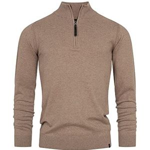 Indicode Gore Pullover voor heren, van 80% katoen met opstaande kraag, gebreide trui voor mannen, Beige mix, L