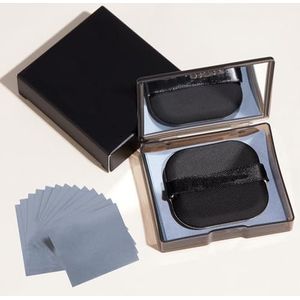 RYHHH 200 Blotting Paper, Oil Control Paper, met Spiegelhoesje en Zelfklevende Poederdons, Eenvoudig te Gebruiken voor Perfecte Controle over Een Vette Huid, Zonder Parfum, voor Mannen en Vrouwen