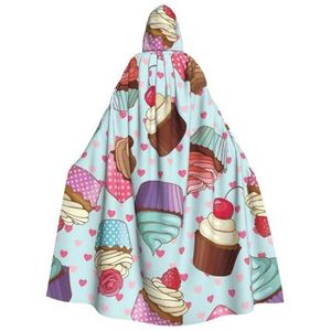 WURTON Cupcake Patroon Carnaval Kostuums Voor Volwassenen Cosplay Cape Kostuums Mantel Met Capuchon Voor Vrouwen Mannen 190cm