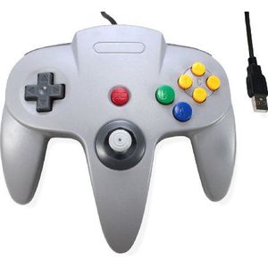 3rd Party Classic Retro N64 Bit USB Wired Controller voor PC en MAC - Grijs