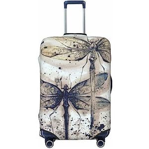 EVANEM Reizen Bagage Cover Dubbelzijdige Koffer Cover Voor Man Vrouw Moderne Dragonfly Wasbare Koffer Protector Bagage Protector Voor Reizen Volwassen, Zwart, Medium