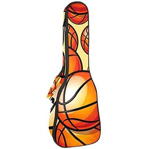 Ukelele Case Sport Basketbal Patroon Oranje Ukelele Gigbag met verstelbare riem Ukelele Cover Rugzak