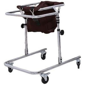 Loophulp met zitwiel, in hoogte verstelbaar looprek, voor kinderen met hersenverlamming, handicap revalidatie, hulp looprek(Brown)