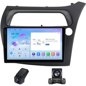 Carplay autoradio 2 Din geldt voor Honda Civic Hatchback 2006-2012 met Android Auto Bluetooth 9 inch touchscreen autoradio met FM-radio/GPS stuurwielbediening + achteruitrijcamera(A,C30Plus)
