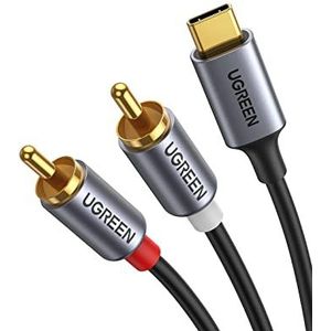 UGREEN - USB C naar 2RCA Audio Kabel - Zwart - Compatibel met Meeste Type-C Apparaten