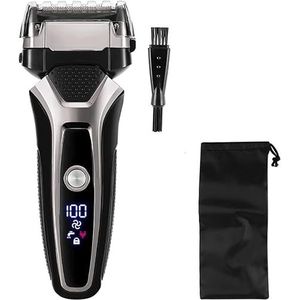 Oplaadbaar elektrisch scheerapparaat, roestvrijstalen scheerapparaat, heren 3D-scheerapparaat met drie zwevende mesjes, kapperstrimmer