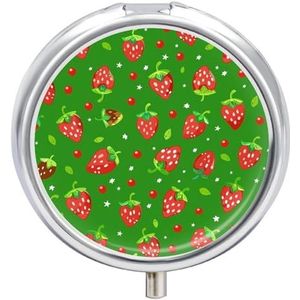 Pillendoos Draagbare Groene Stijl Patroon Pil Organizer Reizen Pil Case voor Pocket Of Portemonnee Geneeskunde Pil Container met Spiegel 3 Compartimenten Dagelijkse Geneeskunde Organizer