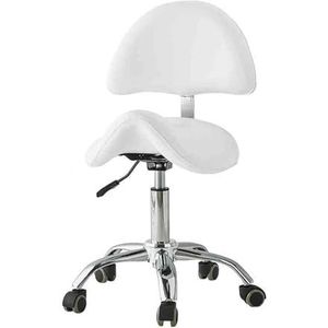 Tandheelkundige Zadelstoel Met Rugleuning, In Hoogte Verstelbaar, 76-92 Cm, Met 360° Draaibare PU-wielen For Schoonheidssalon, Massage, Tandartskliniek, Thuiskantoor, Gebruik(White)