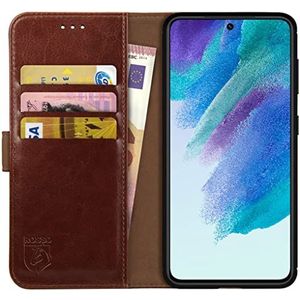 Rosso Element Book Case Wallet Hoesje Geschikt voor voor Samsung Galaxy S21 FE | Portemonnee | 3 Pasjes | Magneetsluiting | Stand Functie | Bruin