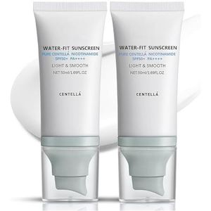 Centella Sunscreen SPF 50, Airy-Light Hyalu Cica Water-Fit Sun Serum, Face Sun Screen Longlasting Protection, Centella Madagascar Moisture Cream (1,69 fl.oz, 50 ml) x 2
