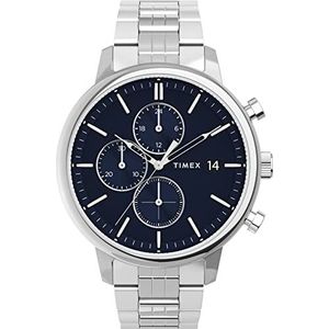Timex Men's Chicago Chronograph 45mm Quartz Stainless Steel Strap, Silver, 20 Casual Watch (Model: TW2V01700VQ)