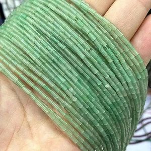 Natuursteen kralen 2x4mm hematiet agaat jaspis kristal cilinder buis losse spacer kralen voor sieraden maken doe-het-zelf armband ketting - groene aventurijn
