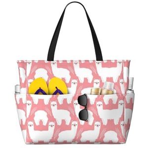 YQxwJL Alpaca Lama Print Tote Bag Vrouwen Grote Schoudertas Hobo Tassen Werk Reizen College Casual Tote Handtas, Zwart, Eén maat