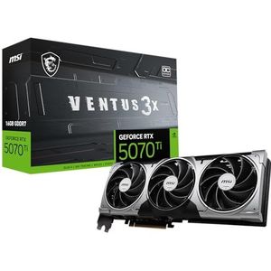 MSI Gaming RTX 5070 Ti 16G Ventus 3X OC grafische kaart (16 GB GDDR7, 256-bit, extreme prestaties: 2497 MHz, DisplayPort x 3 2.1a, HDMI 2.1b, NVIDIA Blackwell-architectuur)