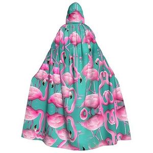 EdWal Mooie roze flamingo's print capuchon gewaad, unisex volwassenen capuchon mantel, carnaval cape voor Halloween cosplay kostuums