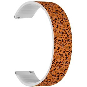 RYANUKA Solo Loop band compatibel met Ticwatch Pro 3 Ultra GPS/Pro 3 GPS/Pro 4G LTE / E2 / S2 (Halloween Bats Ghost) quick-release 22 mm rekbare siliconen band band accessoire, Siliconen, Geen