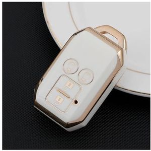 Sleutelbehuizing accessoires Voor Suzuki Voor Swift Voor Wagon R Voor Monopoly Keyless Shell Protector Sleutelhanger 2 3 4 Knop TPU Autosleutelhoesje Accessoires(White4)