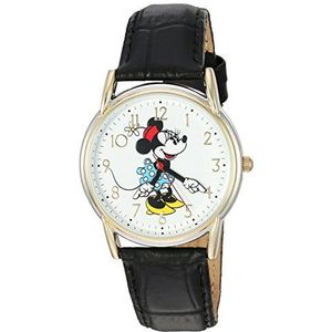 Disney Unisex-Volwassenen Analoog Quartz Horloge Met Kunstlederen Band W002769, Zwart, riem