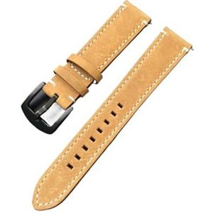 LQXHZ Graan Echt Lederen Horloge Band Strap Quick Release Horloge Bands 18 Mm 20 ​​Mm 22 Mm Vintage Horlogebanden Hoge Kwaliteit (Color : Yellow brown-black, Size : 24mm)