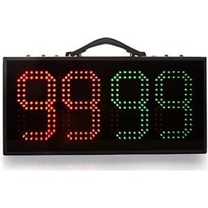 Scorebord met timerklok, Multisport Indoor Scorebord Viercijferig Elektronisch voetbalvervangingskaartspel Trainingsscorebord Elektronisch display Enkel- en dubbelzijdige vervanging Mooi display met h