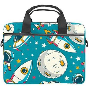EZIOLY Cartoon Ruimte Astronaut Universe Raketten Laptop Schouder Messenger Bag Crossbody Aktetas Messenger Sleeve voor 13 13.3 14 Inch Laptop Notebook Tablet Beschermen Tote Bag Case, Meerkleurig, 11x14.5x1.2in /28x36.8x3 cm