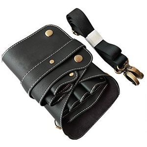 SOONSOP gereedschapstas Barber Leather kappersschaar tas met verstelbare riem kapsalon snijden tas reis familie organisator minigereedschapstas kapper heuptas, zwart