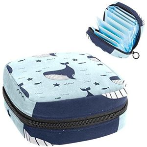 Opbergtas voor maandverband Pads, Menstruatie Cup Pouch, Periode Bag Organizer voor vrouwelijke Pads Tampons, gele strepen Shark