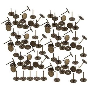 Sheens 100 stuks bekledingsnagels, antieke bekledingsnagels, antieke bekleding, cyaan kop van brons met grote platte kop (14 x 20 mm)