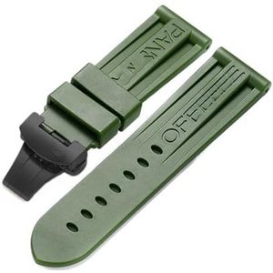 24mm rubberen horlogeband geschikt for Panerai PAM-band Zwart siliconen riem Vlindersluiting Vouwgesp Withlogo Mannen Horlogeaccessoires(Color:Green-Black)