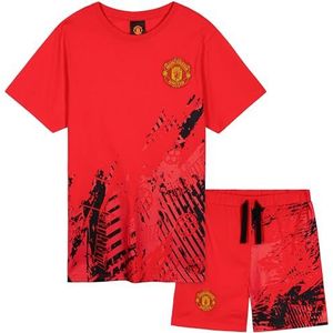 Get Trend Pyjama voor jongens en tieners, korte voetbalpyjamaset, ademende nachtkleding, loungewear, Jammies, nachtkleding voor jongens, Red Man United, 9-10 jaar