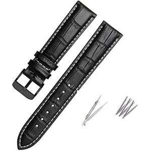 18/19/20/21/22 23/24mm Bruin Zwart Lederen Horlogeband Compatibel Met Hamilton Mannen Vrouwen Pols Pin Gesp (Color : Black-White-Black, Size : 23mm)