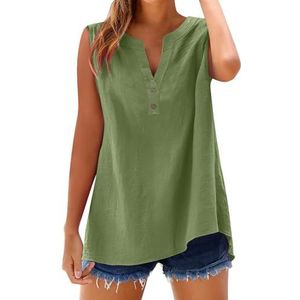 V-hals Mouwloos Losse top ic-1827, Leger Groen, S