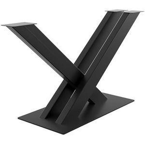 MetaloPro X-Frame Tafelframe, stabiele metalen tafelpoten voor eettafel, moderne zware stalen constructie, elegante zwarte tafelonderstellen met vloerbeschermers, perfect voor woonkamer of kantoor