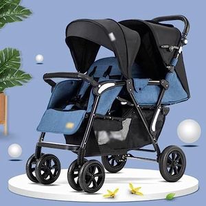 Opvouwbare dubbele kinderwagen Kan zitten en liggen Tandem-kinderwagens Onafhankelijke luifelwagen Kinderwagen Aluminium dubbele kinderwagen