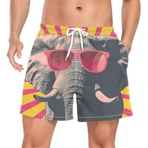 Pop Star Elephant Animal Zwembroek voor heren, sneldrogend, met zakken, Leuke mode, M