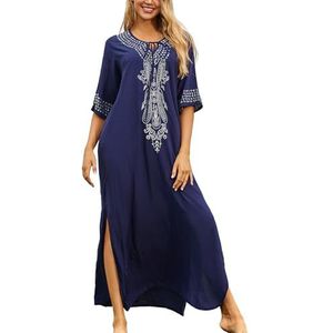 L-Peach Kaftan lange strandjurk voor dames, Donkerblauw, one size
