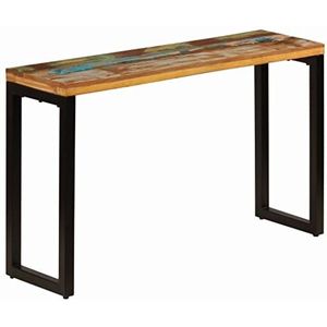 AJJHUUKI Tafels Console Tafel 120x35x76 cm Massief Geregenereerd Hout en Staal Meubels