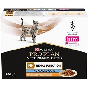 PURINA PRO PLAN Veterinary Diets NF Renal Function Advanced Care kip, 10 x 85 g, dieetvoer voor volwassen katten in een verse zak, ter ondersteuning van de nierfunctie