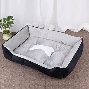 Aliuciku Huisdier Bed Warm Kattenhuis voor Kleine Medium Grote Hond Zacht Wasbaar Puppy Katoen Kennel Wash (Kleur: Zwart, Maat: XL)