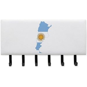 Vlagkaart van Argentinië Sleutelhangers met 6 Haken Grote Wandgemonteerde Sleutelhouder voor Entryway