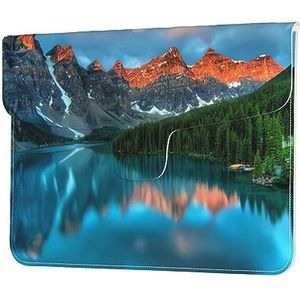 Banff National Park Print Lederen Laptop Sleeve Case Waterdichte Computer Cover Tas voor Vrouwen Mannen