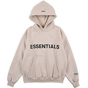 AvivahcS Fleece hoodie Fashion Fog met opdruk “Essentials”, voor mannen en vrouwen, Abrikoos, M
