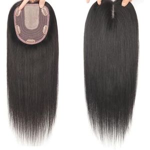 Vrouwen Natuurlijke Zwarte Haarstukken 100% Echt Menselijk Haar Topper 13 * 15cm Kant Basis Clip Pruiken, Top Hair Extensions for Haaruitval/Dunner Wordend Haar/Grijs Haar