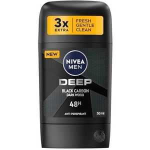 Nivea Men Stick Deep Black Carbon Innovative Reliable 48h. Anti-transpirant Protection Deodorant Stick Extra Gentle Care, Pack van 2, 2 x 50 ml, 48h Protection