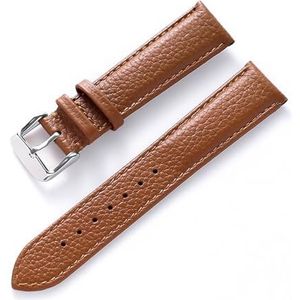 LQXHZ Lederen Band Dames Zacht Leer Lychee Graan Koeienhuid Horlogeband Heren Waterdicht 14 16 18 Mm Horlogeketting Accessoires (Color : Brown, Size : 13mm)