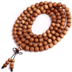 Kralenarmband, Mala gebedskralen elastische armband, 108 gebedskralen Tibetaanse boeddhistische sandelhout ketting handgemaakte kerst Thanksgiving elegante sieraden (maat: 10 mm) (kleur: één kleur, ma