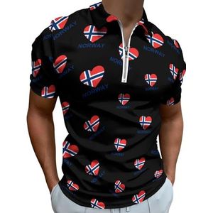 Love Norway Poloshirts met halve rits voor mannen, slim fit T-shirt met korte mouwen, sneldrogend golftops T-shirts XL