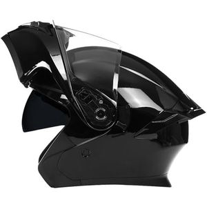 Motorhelm Systeemhelm Integraalhelm DOT/ECE Goedgekeurde Retro Off-Road Helm Locomotief Bromfietshelm Met Dubbel Vizier Racehelm Voor Heren En Dames G,XL/61-62CM
