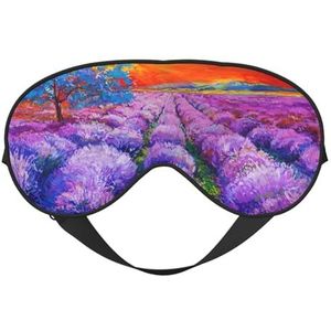 FZGGWYHL Olieverfschilderij van Lavendel gedrukt Zacht Oogmasker Slaap Aid Oogmasker Reizen Slaap Oogmasker